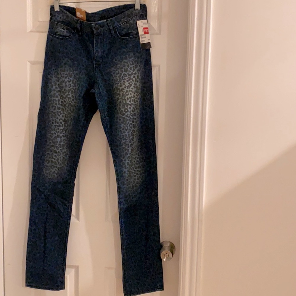 H&M leopard print blue jeans